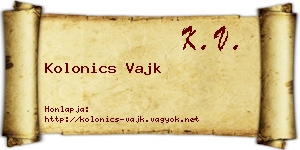 Kolonics Vajk névjegykártya